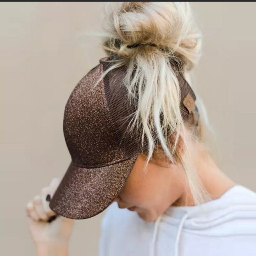 ✨✨Brown Glitter High Ponytail Hat✨✨